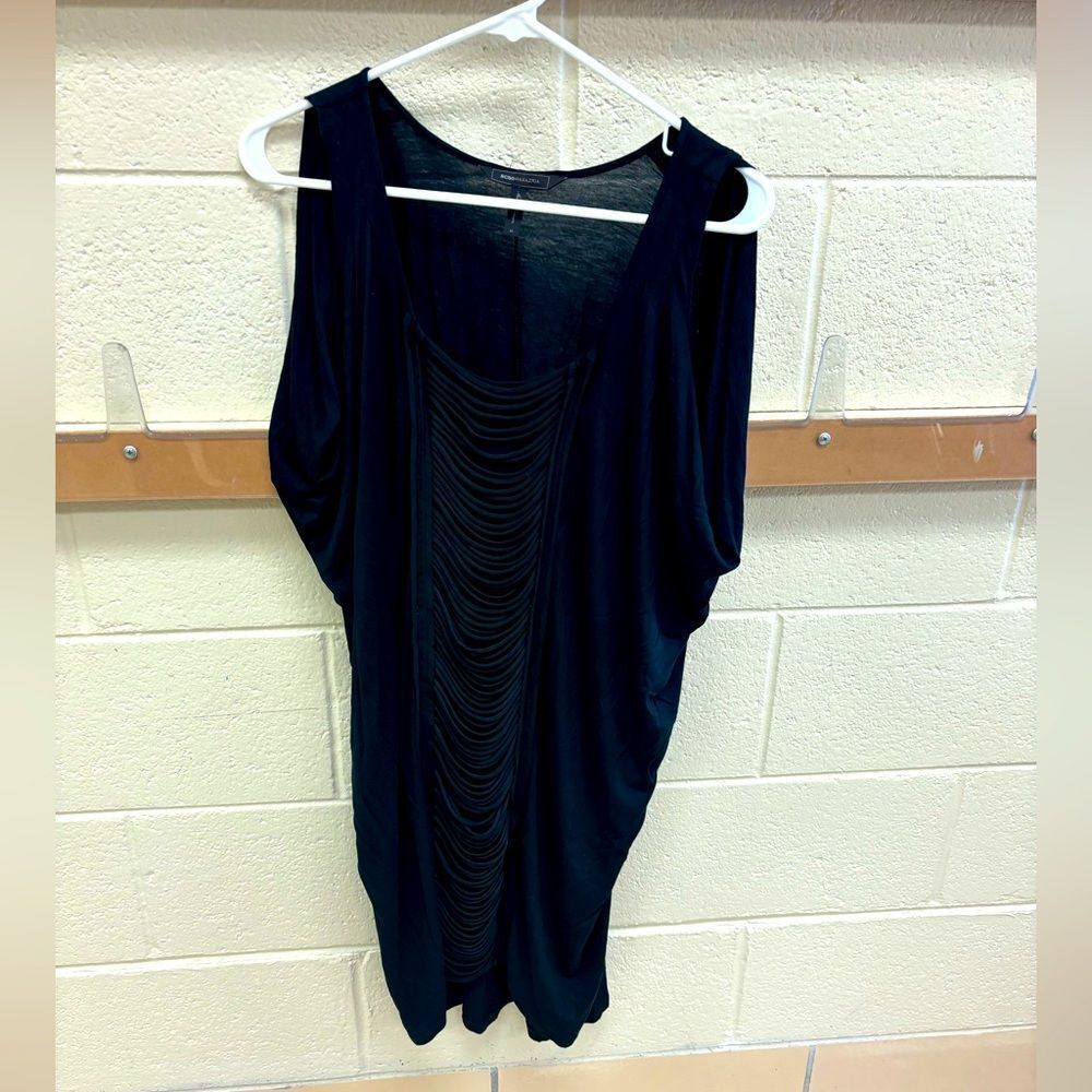 Elegant Black Sleeveless Batwing-like Dress by BCBG Max Azaria